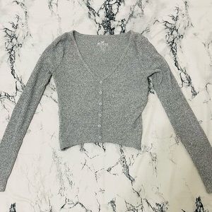 Hollister LONG-SLEEVE RIBBED BUTTON-THROUGH TOP